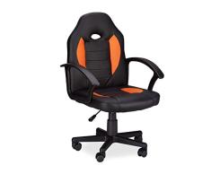 Relaxdays Silla Gaming XR7 Ergonómica, Piel Sintética, Naranja, 90 x 57 x 50 cm