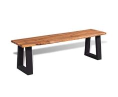 Festnight Banco de Estilo Industrial con Patas en Forma de U Madera de Acacia Maciza 145x40x45cm