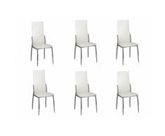 vidaXL 6 Sillas de Comedor de Cuero Blancas Cromo