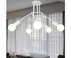 Moderna lámpara de techo Creative Luz de Colgante Ajustable DIY con 5 Brazos de Araña para Bombilla E27 para Comedor Hotel Etc (Blanco)