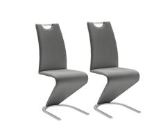 Robas Lund Amado Silla de Comedor, Piel sintética, Gris, 62x45x102 cm, 2 Unidades