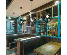 Retro Vintage Industrial Colgante de Luz,Lámpara de Techo Luz Colgante Retro Negro Metal Techo Colgante Lámpara Luz Industrial E27,Lámpara Colgante para Loft Restaurante Barra