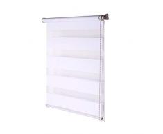 Jet de Line Rolloworld - Estor Color Blanco Moderno Visión Protección Fijación sin agujeros Blanco 45 - 100 x 150 cm lichtdurchlässig rayas - Estor doble (, Blanco, 80 x 150 cm