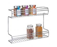 mDesign - Especiero de Pared o para Armario - Organizador de Especias, Hierbas y té en Dos Niveles - Especiero de Cocina de Acero Cromado - Una Forma práctica de Guardar Tus Especias y condimentos
