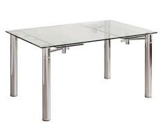Mesa de Comedor CALVIA de Cristal Templado y Extensible 140x90 cm