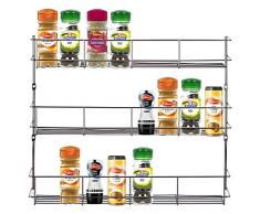 Kabalo Acero inoxidable de 3 niveles, hierba de la especia estante para la cocina Armario de puertas