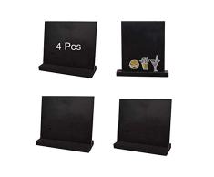 4pcs Mini pizarra, pizarra de madera pequeña de doble cara con soporte de madera para barra de regalo, fiesta, boda, número de mesa, letrero de tablero de mensajes Fiesta Bar Restaurante Decoración