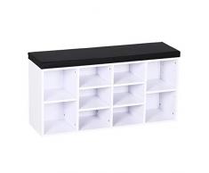 HOMCOM Gabinete de Zapatos de Madera con Asiento para Entrada Pasillo Banco de gabinete de Zapatos Banco Moderno de Almacenamiento para Casa Salón con 12 Cubos 103.5x48x30cm