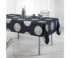 LHarmonie Du Décor - 1721305, Mantel Rectangular , 150 X 240 Cm , Platine , Poliéster Estampado Plata , Negro