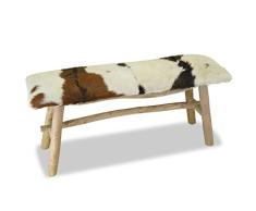 Festnight Banco Hecho a Mano - Material de Madera y Cuero, 100x30x45 cm