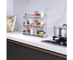 YOMYM Estanterías metálicas para Especias con estantes, Montaje en Pared Cocina Organizador de Especias, Cocina Baño Estante Especiero de Pie Encimera Organizador Multiuso para Especias (3 Capas)