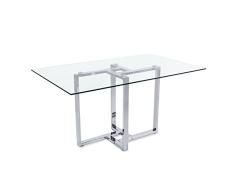 Adec - Mesa de comedor cristal para salón comedor modelo VERONA, medias: medidas 88 x 140 x 75 cm de alto (Cromado)
