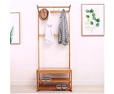 GAOFENG-yimaojia Percheros Pie Percheros Burro Capa Estante Ropa Sombrero Estar Percha Estante De Árbol Colgador De Madera Banco De Madera De Bambú (Color : Natural)