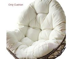 QIAOTT Silla De Hamaca De Huevo Colgante Thicken Cushions,Impermeable Cojín De Mimbre Cuna Suave Cojín De La Cesta De La Mecedora Interiores -Blanco 86x120cm(34x47inch)