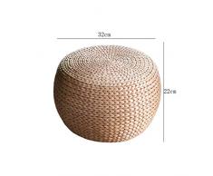 LG GL reposapiés Redonda de Mimbre con Armadura de Paja, Oficina de Color primario y – Banqueta Familiar, 32 * 32 * 22CM
