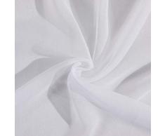 MIULEE Cortinas Poliéster Translucida de Dormitorio Moderno Ojales Cortina Ventana Visillos Salon para Sala Cuarto Dormitorio Comedor Salon Cocina Salón de 2 Unidades 140 x 145cm Blanco