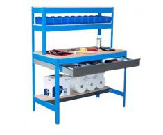 Banco de Trabajo BT-1 900 azul/madera cajon metalico ,Simonrack