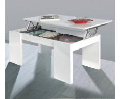 Habitdesign 001637BO - Mesa de centro elevable, acabado Blanco Brillo, dimensiones: 100x50x43cm