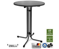 Beautissu Sylt Mesa Alta Bar y Coctel - Plegable Ø 80 cm Mesa de Bistro de Exterior Redonda Gris - Nivelable por Tornillos Calidad Gastronomía & Resistente al Calor