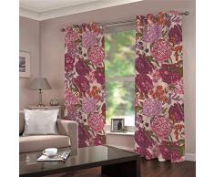 LOVEKKK Blackout Curtain Patrón Floral Cortina Ocultante con 8 Ojales Suave para Ventanas de Habitación Infantil, 100% Poliéster, 2 Piezas 140x175cm(An x Al)