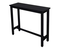 eSituro Mesa de Bar Mesa de Cafetería Mesa de Barra Mesa de Cocina Alta con Estructura de Metal 120x40x100cm Negro SBST0331