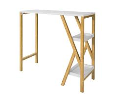 SoBuy FWT56-W Mesa de Bar Mesa Alta de Cocina con 2 bandejas 122 x 45 x 107 cm,ES (Mesa)