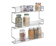 mDesign especiero con 3 niveles - Estante para especias idóneo como organizador de condimentos o salsas - De metal cromado
