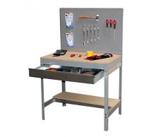 Banco de Trabajo BT-2 1500 galva/madera cajón metálico, 1440x1500x750, con panel organizador, Simonrack
