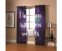 LOVEKKK Blackout Curtain Estilo Morado Cortina Ocultante con 8 Ojales Suave para Ventanas de Habitación Infantil, 100% Poliéster, 2 Piezas 140x175cm(An x Al)