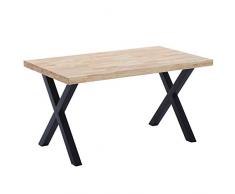 Adec - X-Loft, Mesa de Comedor, Mesa de Salon o Cocina, Acabado en Roble Salvaje y Patas metalicas en Color Negro, Medidas: 160 cm (Largo) x 90 cm (Ancho) x 76 cm (Alto)