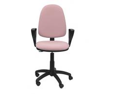 PIQUERAS Y CRESPO Modelo 04CP - Silla de oficina ergonómica con mecanismo de contacto permanente y regulable en altura - Asiento y respaldo tapizados en tejido BALI color rosa (BRAZOS FIJOS INCLUIDOS)
