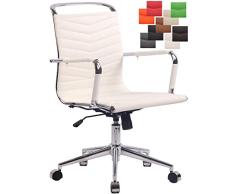 CLP Silla de Oficina Ergonómica Burnley I Silla Oficina Altura Regulable I Silla de Escritorio Giratoria I Silla Ejecutiva con Ruedas I Color: Blanco