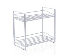 Especiero de Cocina con 2 Niveles, Estanterías Metálicas para Especias, Organizador de Especias, Estante Organizador de Especias para Encimeras, Gabinetes, Armario, Cocina, Despensa