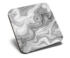 Gran posavasos cuadrado BW – Efecto mármol de ágata de jade | Posavasos de calidad brillante | protección de mesa para cualquier tipo de mesa # 42857