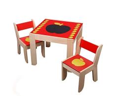 Labebe Juego Mesa Infantile con Silla, Manzana Roja Silla Escritorio con Pizarra para Bebé, Niña y Niño de 1-5 Años, Juego Mesa Niño/Mesa Niña/Juego Escritorio/Mesa Bebé/Mesa Escritorio Madera…
