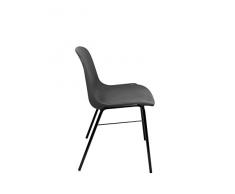 Pack 4 sillas confidente ergonómica, apilable y con estructura negra Asiento y respaldo de PVC de color gris PIQUERAS Y CRESPO Modelo Alborea