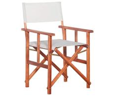 yorten Silla de Director, Plegable Silla para Exterior Diseño Icónico 55 x 56 x 88 cm Madera Maciza de Acacia Marrón y Blanco