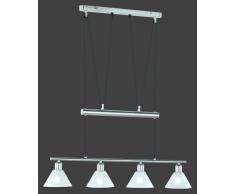 Trio 3751041-07 - Lámpara de techo de níquel y cristal opalado mate, 4 luces (E14, máx. 40 W), color blanco