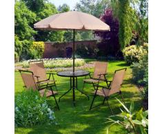 Conjunto Muebles Jardin 4 Sillas Mesa de Comedor Redonda y Sombrilla Parasol