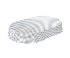 ANRO Hule para Mesa (Forma Ovalada, 180 x 140 cm), diseño a Cuadros, Color Gris, Toalla, Oval 140 x 180cm