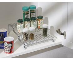 mDesign – Especiero para armarios de cocina y encimeras – Práctico organizador de especias – Especiero de cocina en tres niveles – Color: plateado
