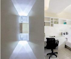 Unimall Apliques de Pared Aplique Bañador de pared para interiores Iluminación de Pasillo Dormitorio 6W LED Focos de Aluminio Luz Decorativa Bombilla Incluída (Blanco Frío)