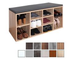RICOO WM033-ES-A, Banco Zapatero, 104x49x30cm, Armario Interior con Asiento, Organizador Zapatos, Mueble recibidor, Perchero, Madera Roble marrón