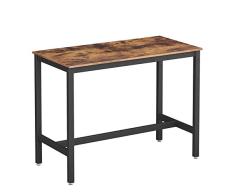 VASAGLE Mesa de Bar, Mesa de Cocina Industrial, Mesa de Comedor con Marco de Metal sólido, para cócteles, Bar, Bodega, Restaurante, Sala de Estar, Aspecto de Madera, 120 x 60 x 90 cm LBT91X