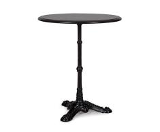 Blumfeldt Patras BK - Mesa de Bistró, Mesa de Bar, 60 cm de diámetro, Superficie de Granito Pulido, Impermeable, Pie de Hierro Fundido, Trípode, Decoración Floral, Diseño Retro, Negro
