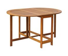 vidaXL Mesa para Exterior Jardín Ovalada de Alas Abatibles de Madera de Acacia