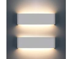 2 Pcs Lámpara De Pared Interior 12W Moderna Apliques De Pared Blanco Cálido Para La Sala De Estar Dormitorio Baño Cocina Comedor