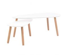 vidaXL Madera de Pino Maciza 2X Mesas de Centro Blanco Mesita Mesilla Auxiliar