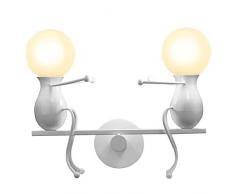 KAWELL Humanoide Creativo Lámpara de Pared Moderno Luz de Pared Simple Apliques de Pared Art Deco Max 60W E27 Base Hierro Titular para Dormitorio, Escalera, Pasillo, Restaurante, Cocina, Blanco