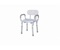 Mobiclinic Silla de ducha/baño con respaldo | Altura regulable | Conteras antideslizantes | Reposabrazos acolchados | Estable y seguro | Peso máximo soportado 135 Kg | Modelo Puerto